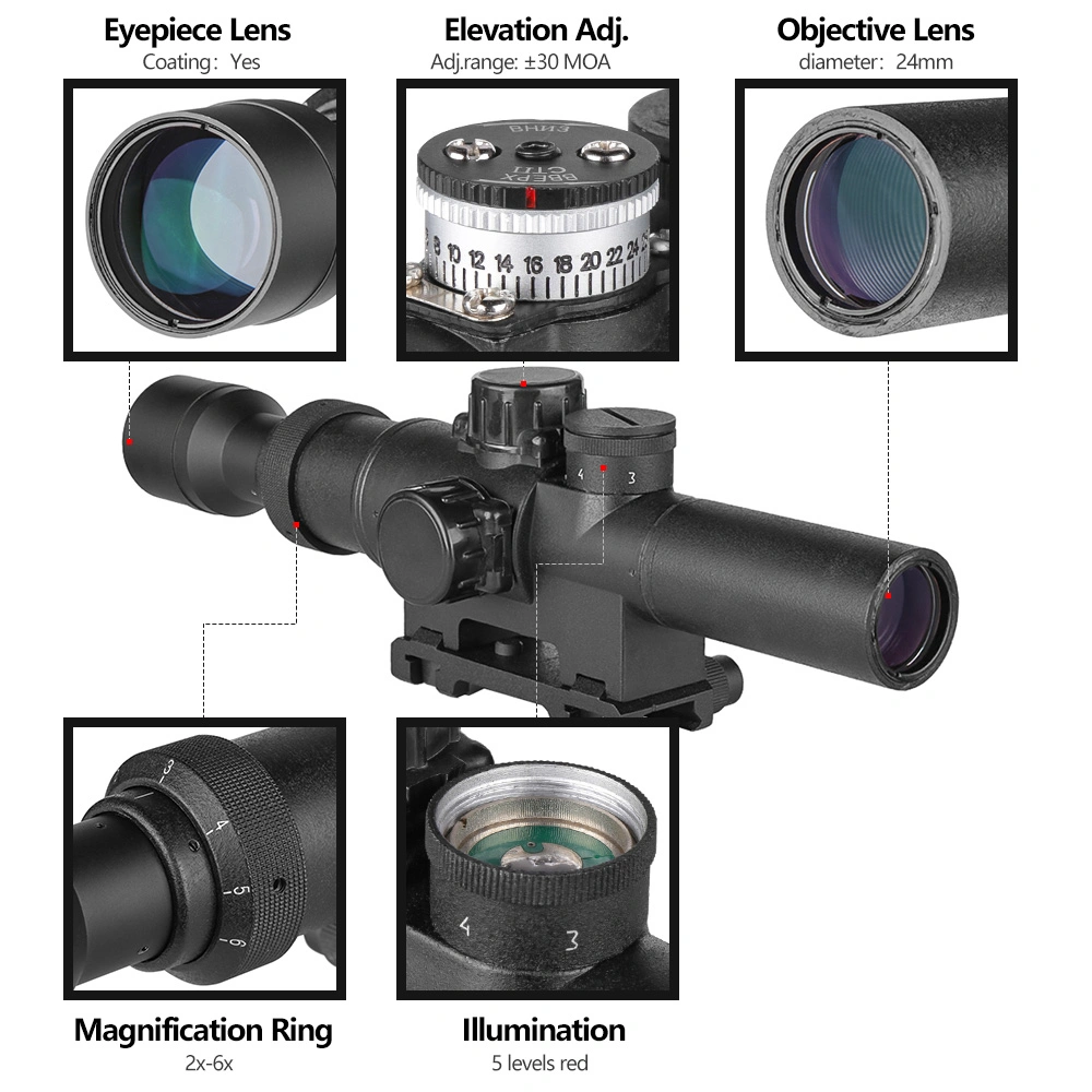 Spina Optics 2-6X24W Hunting Sight Compact Optical Riflescope