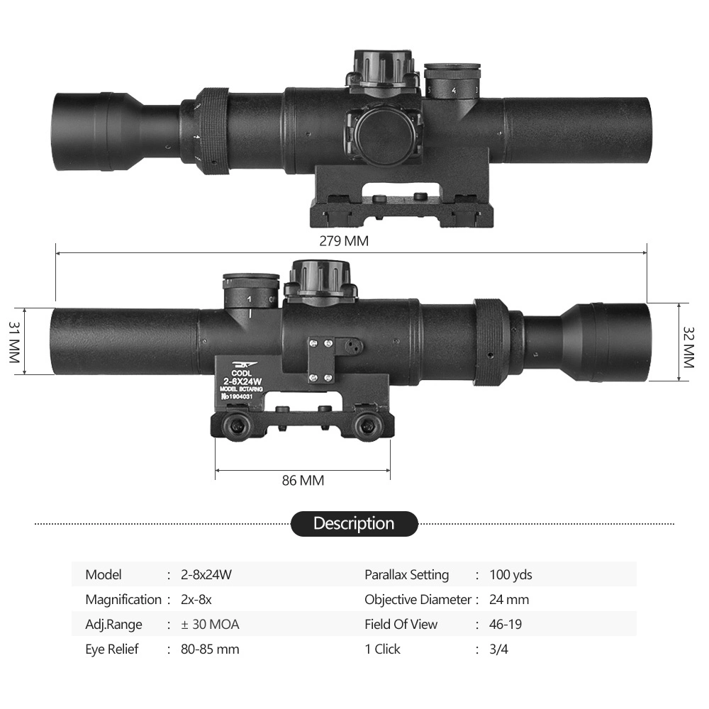 Spina Optics 2-6X24W Hunting Sight Compact Optical Riflescope