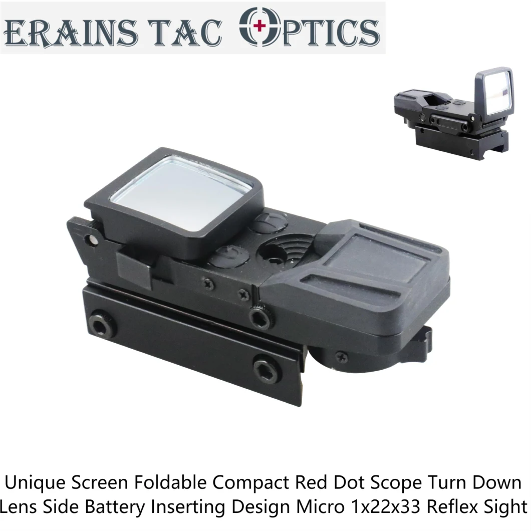 Unique Screen Foldable Compact Red DOT Scope Turn Down Lens Side Battery Inserting Design Micro 1X22X33 Holographic Weapon Reflex Open Sight