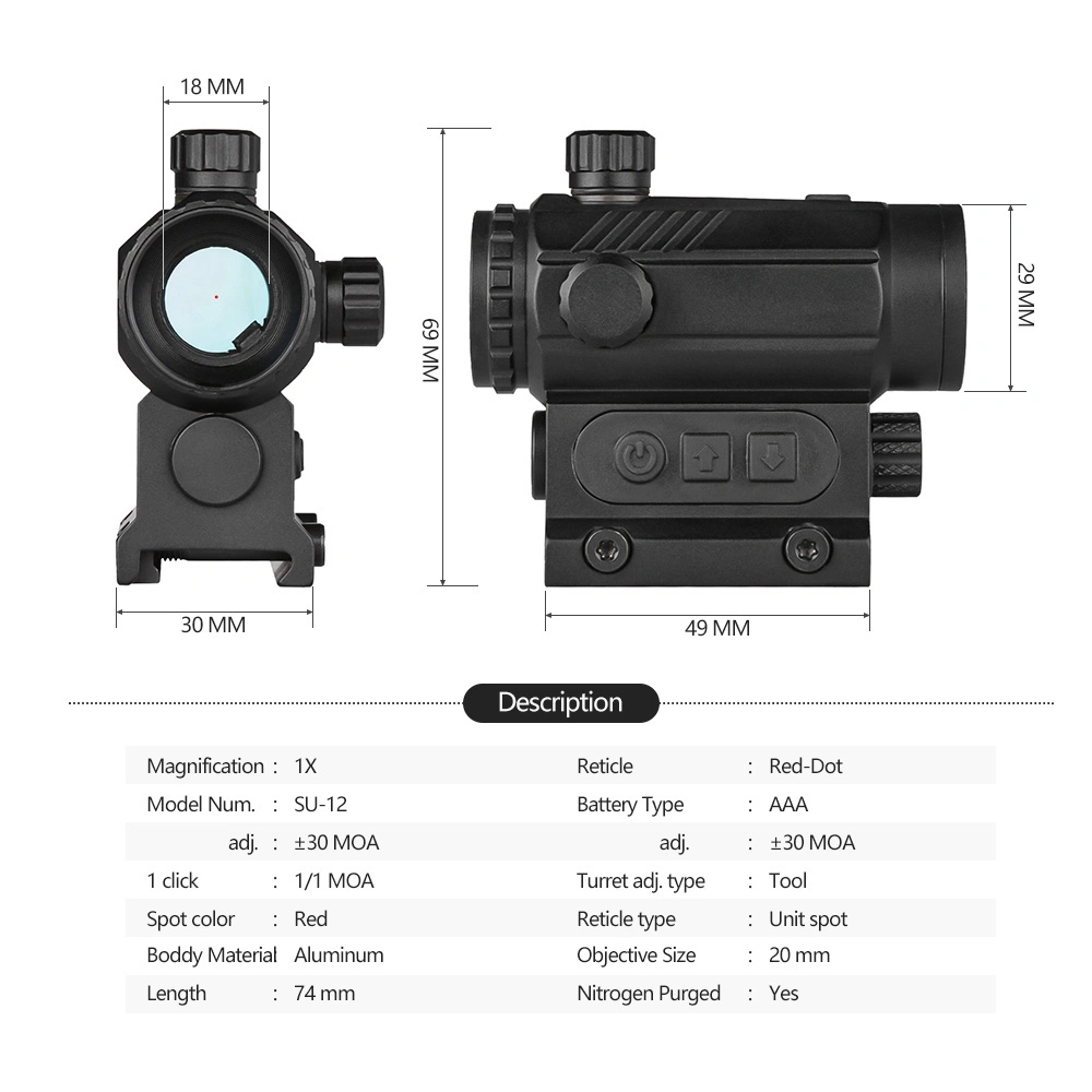 Spina Optics Red DOT Scope Red DOT Sight Optical Sight Fit for 20mm Picatinny Rail